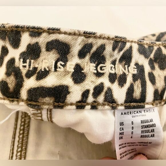 American Eagle stretch high-rise Jeggings in Cheetah / Leopard print size 0 Reg - Picture 7 of 9